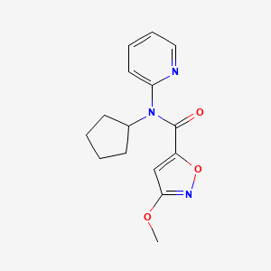 molecular formula C15H17N3O3 B6765643 N-cyclopentyl-3-methoxy-N-pyridin-2-yl-1,2-oxazole-5-carboxamide 