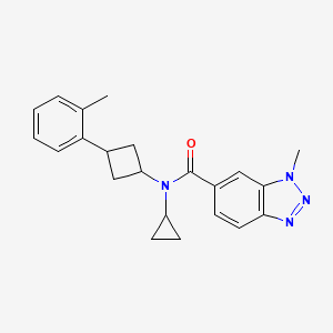 molecular formula C22H24N4O B6765731 N-cyclopropyl-3-methyl-N-[3-(2-methylphenyl)cyclobutyl]benzotriazole-5-carboxamide 