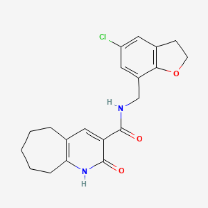 molecular formula C20H21ClN2O3 B6765775 N-[(5-chloro-2,3-dihydro-1-benzofuran-7-yl)methyl]-2-oxo-1,5,6,7,8,9-hexahydrocyclohepta[b]pyridine-3-carboxamide 