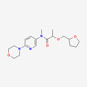 molecular formula C18H27N3O4 B6765782 N-methyl-N-(6-morpholin-4-ylpyridin-3-yl)-2-(oxolan-2-ylmethoxy)propanamide 