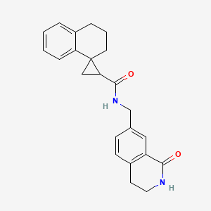 molecular formula C23H24N2O2 B6765790 N-[(1-oxo-3,4-dihydro-2H-isoquinolin-7-yl)methyl]spiro[2,3-dihydro-1H-naphthalene-4,2'-cyclopropane]-1'-carboxamide 
