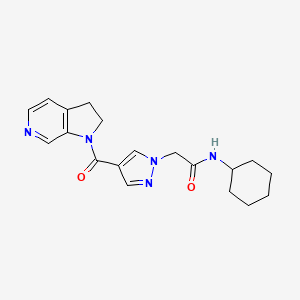 molecular formula C19H23N5O2 B6765834 N-cyclohexyl-2-[4-(2,3-dihydropyrrolo[2,3-c]pyridine-1-carbonyl)pyrazol-1-yl]acetamide 