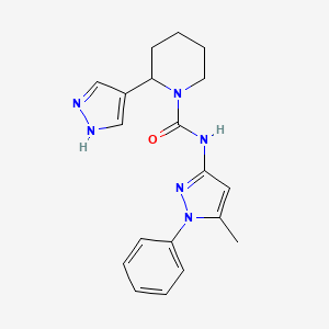 molecular formula C19H22N6O B6765893 N-(5-methyl-1-phenylpyrazol-3-yl)-2-(1H-pyrazol-4-yl)piperidine-1-carboxamide 