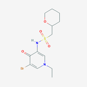 molecular formula C13H19BrN2O4S B6765904 N-(5-bromo-1-ethyl-4-oxopyridin-3-yl)-1-(oxan-2-yl)methanesulfonamide 