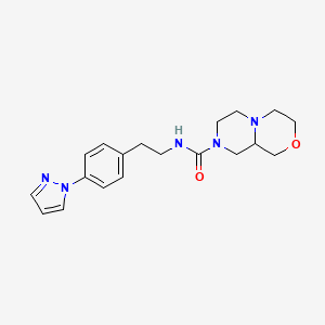 molecular formula C19H25N5O2 B6765921 N-[2-(4-pyrazol-1-ylphenyl)ethyl]-3,4,6,7,9,9a-hexahydro-1H-pyrazino[2,1-c][1,4]oxazine-8-carboxamide 
