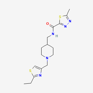 molecular formula C16H23N5OS2 B6765932 N-[[1-[(2-ethyl-1,3-thiazol-4-yl)methyl]piperidin-4-yl]methyl]-5-methyl-1,3,4-thiadiazole-2-carboxamide 