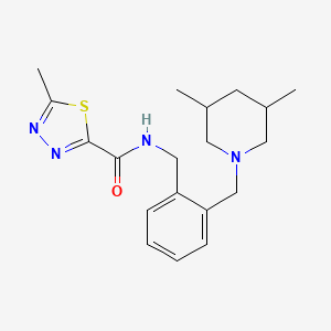 molecular formula C19H26N4OS B6765934 N-[[2-[(3,5-dimethylpiperidin-1-yl)methyl]phenyl]methyl]-5-methyl-1,3,4-thiadiazole-2-carboxamide 