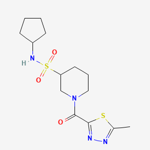 molecular formula C14H22N4O3S2 B6765944 N-cyclopentyl-1-(5-methyl-1,3,4-thiadiazole-2-carbonyl)piperidine-3-sulfonamide 