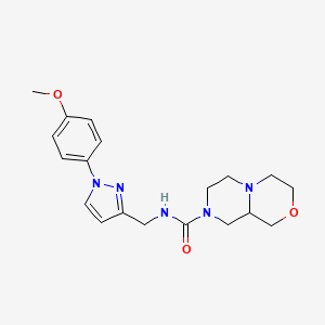 molecular formula C19H25N5O3 B6765960 N-[[1-(4-methoxyphenyl)pyrazol-3-yl]methyl]-3,4,6,7,9,9a-hexahydro-1H-pyrazino[2,1-c][1,4]oxazine-8-carboxamide 