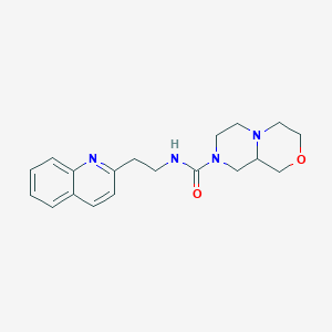 molecular formula C19H24N4O2 B6765966 N-(2-quinolin-2-ylethyl)-3,4,6,7,9,9a-hexahydro-1H-pyrazino[2,1-c][1,4]oxazine-8-carboxamide 