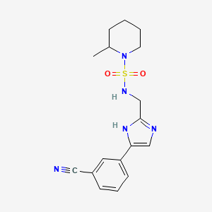 molecular formula C17H21N5O2S B6766000 N-[[5-(3-cyanophenyl)-1H-imidazol-2-yl]methyl]-2-methylpiperidine-1-sulfonamide 