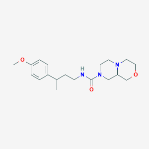 molecular formula C19H29N3O3 B6766002 N-[3-(4-methoxyphenyl)butyl]-3,4,6,7,9,9a-hexahydro-1H-pyrazino[2,1-c][1,4]oxazine-8-carboxamide 