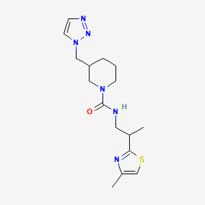molecular formula C16H24N6OS B6766046 N-[2-(4-methyl-1,3-thiazol-2-yl)propyl]-3-(triazol-1-ylmethyl)piperidine-1-carboxamide 