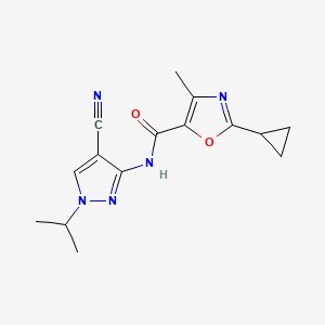 molecular formula C15H17N5O2 B6766129 N-(4-cyano-1-propan-2-ylpyrazol-3-yl)-2-cyclopropyl-4-methyl-1,3-oxazole-5-carboxamide 
