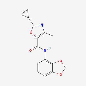 molecular formula C15H14N2O4 B6766132 N-(1,3-benzodioxol-4-yl)-2-cyclopropyl-4-methyl-1,3-oxazole-5-carboxamide 