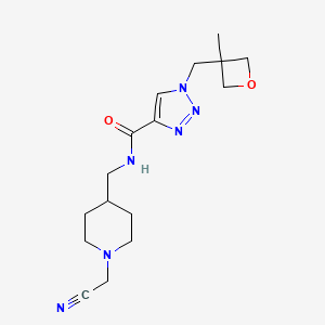 molecular formula C16H24N6O2 B6766181 N-[[1-(cyanomethyl)piperidin-4-yl]methyl]-1-[(3-methyloxetan-3-yl)methyl]triazole-4-carboxamide 