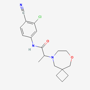 molecular formula C18H22ClN3O2 B6766190 N-(3-chloro-4-cyanophenyl)-2-(6-oxa-9-azaspiro[3.6]decan-9-yl)propanamide 