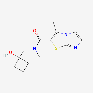 molecular formula C13H17N3O2S B6766231 N-[(1-hydroxycyclobutyl)methyl]-N,3-dimethylimidazo[2,1-b][1,3]thiazole-2-carboxamide 