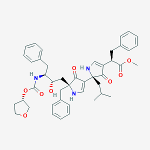 molecular formula C44H51N3O8 B067663 (2,3'-Bi-1H-pyrrole)-4-acetic acid, 2,3,4',5'-tetrahydro-5'-((2S,3S)-2-hydroxy-4-phenyl-3-(((((3S)-tetrahydro-3-furanyl)oxy)carbonyl)amino)butyl)-2-(2-methylpropyl)-3,4'-dioxo-alphalpha,5'-bis(phenylmethyl)-, methyl ester, (aR,2S,5'S)- CAS No. 173091-94-6