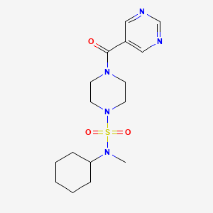 molecular formula C16H25N5O3S B6766303 N-cyclohexyl-N-methyl-4-(pyrimidine-5-carbonyl)piperazine-1-sulfonamide 