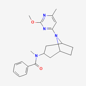 molecular formula C21H26N4O2 B6766325 N-[8-(2-methoxy-6-methylpyrimidin-4-yl)-8-azabicyclo[3.2.1]octan-3-yl]-N-methylbenzamide 