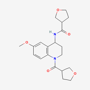molecular formula C20H26N2O5 B6766347 N-[6-methoxy-1-(oxolane-3-carbonyl)-3,4-dihydro-2H-quinolin-4-yl]oxolane-3-carboxamide 