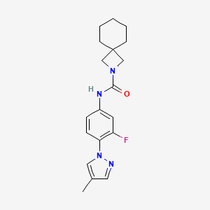 molecular formula C19H23FN4O B6766397 N-[3-fluoro-4-(4-methylpyrazol-1-yl)phenyl]-2-azaspiro[3.5]nonane-2-carboxamide 