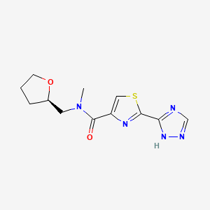 molecular formula C12H15N5O2S B6766411 N-methyl-N-[[(2R)-oxolan-2-yl]methyl]-2-(1H-1,2,4-triazol-5-yl)-1,3-thiazole-4-carboxamide 