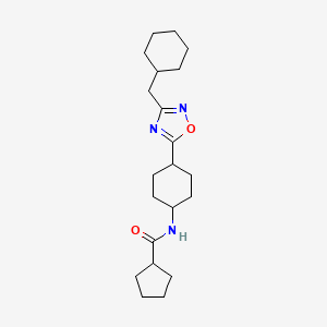 molecular formula C21H33N3O2 B6766480 N-[4-[3-(cyclohexylmethyl)-1,2,4-oxadiazol-5-yl]cyclohexyl]cyclopentanecarboxamide 