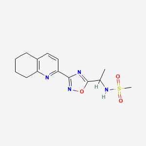 molecular formula C14H18N4O3S B6766628 N-[1-[3-(5,6,7,8-tetrahydroquinolin-2-yl)-1,2,4-oxadiazol-5-yl]ethyl]methanesulfonamide 