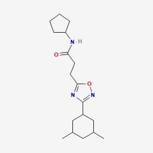 molecular formula C18H29N3O2 B6766649 N-cyclopentyl-3-[3-(3,5-dimethylcyclohexyl)-1,2,4-oxadiazol-5-yl]propanamide 