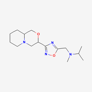 molecular formula C15H26N4O2 B6766686 N-[[3-(1,3,4,6,7,8,9,9a-octahydropyrido[2,1-c][1,4]oxazin-3-yl)-1,2,4-oxadiazol-5-yl]methyl]-N-methylpropan-2-amine 