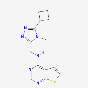 molecular formula C14H16N6S B6766791 N-[(5-cyclobutyl-4-methyl-1,2,4-triazol-3-yl)methyl]thieno[2,3-d]pyrimidin-4-amine 