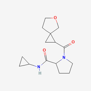 molecular formula C15H22N2O3 B6766841 N-cyclopropyl-1-(5-oxaspiro[2.4]heptane-2-carbonyl)pyrrolidine-2-carboxamide 