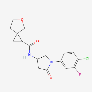 molecular formula C17H18ClFN2O3 B6766853 N-[1-(4-chloro-3-fluorophenyl)-5-oxopyrrolidin-3-yl]-5-oxaspiro[2.4]heptane-2-carboxamide 