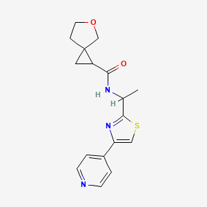 molecular formula C17H19N3O2S B6766908 N-[1-(4-pyridin-4-yl-1,3-thiazol-2-yl)ethyl]-5-oxaspiro[2.4]heptane-2-carboxamide 