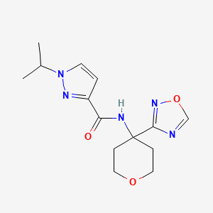 molecular formula C14H19N5O3 B6766944 N-[4-(1,2,4-oxadiazol-3-yl)oxan-4-yl]-1-propan-2-ylpyrazole-3-carboxamide 