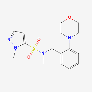 molecular formula C16H22N4O3S B6766996 N,2-dimethyl-N-[(2-morpholin-4-ylphenyl)methyl]pyrazole-3-sulfonamide 