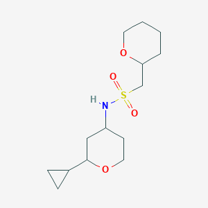 molecular formula C14H25NO4S B6767038 N-(2-cyclopropyloxan-4-yl)-1-(oxan-2-yl)methanesulfonamide 