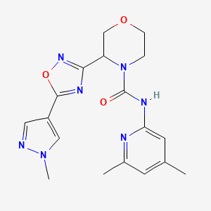 molecular formula C18H21N7O3 B6767058 N-(4,6-dimethylpyridin-2-yl)-3-[5-(1-methylpyrazol-4-yl)-1,2,4-oxadiazol-3-yl]morpholine-4-carboxamide 