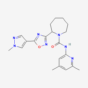 molecular formula C20H25N7O2 B6767063 N-(4,6-dimethylpyridin-2-yl)-2-[5-(1-methylpyrazol-4-yl)-1,2,4-oxadiazol-3-yl]azepane-1-carboxamide 