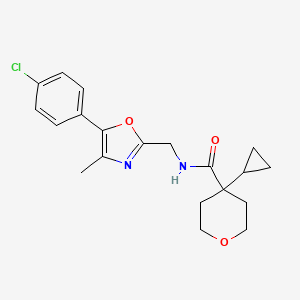 molecular formula C20H23ClN2O3 B6767106 N-[[5-(4-chlorophenyl)-4-methyl-1,3-oxazol-2-yl]methyl]-4-cyclopropyloxane-4-carboxamide 