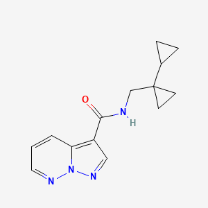 molecular formula C14H16N4O B6767130 N-[(1-cyclopropylcyclopropyl)methyl]pyrazolo[1,5-b]pyridazine-3-carboxamide 