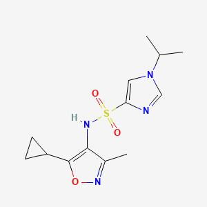 molecular formula C13H18N4O3S B6767164 N-(5-cyclopropyl-3-methyl-1,2-oxazol-4-yl)-1-propan-2-ylimidazole-4-sulfonamide 