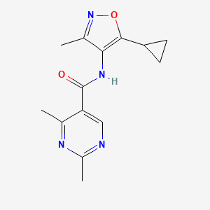 molecular formula C14H16N4O2 B6767223 N-(5-cyclopropyl-3-methyl-1,2-oxazol-4-yl)-2,4-dimethylpyrimidine-5-carboxamide 