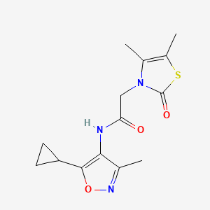 molecular formula C14H17N3O3S B6767230 N-(5-cyclopropyl-3-methyl-1,2-oxazol-4-yl)-2-(4,5-dimethyl-2-oxo-1,3-thiazol-3-yl)acetamide 