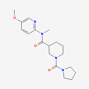 molecular formula C18H26N4O3 B6767245 N-(5-methoxypyridin-2-yl)-N-methyl-1-(pyrrolidine-1-carbonyl)piperidine-3-carboxamide 