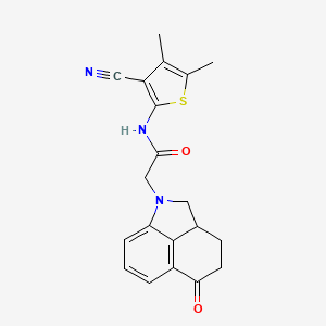 molecular formula C20H19N3O2S B6767255 N-(3-cyano-4,5-dimethylthiophen-2-yl)-2-(5-oxo-2,2a,3,4-tetrahydrobenzo[cd]indol-1-yl)acetamide 