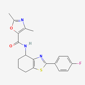 molecular formula C19H18FN3O2S B6767263 N-[2-(4-fluorophenyl)-4,5,6,7-tetrahydro-1,3-benzothiazol-4-yl]-2,4-dimethyl-1,3-oxazole-5-carboxamide 