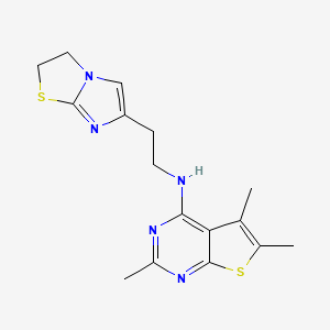 molecular formula C16H19N5S2 B6767277 N-[2-(2,3-dihydroimidazo[2,1-b][1,3]thiazol-6-yl)ethyl]-2,5,6-trimethylthieno[2,3-d]pyrimidin-4-amine 